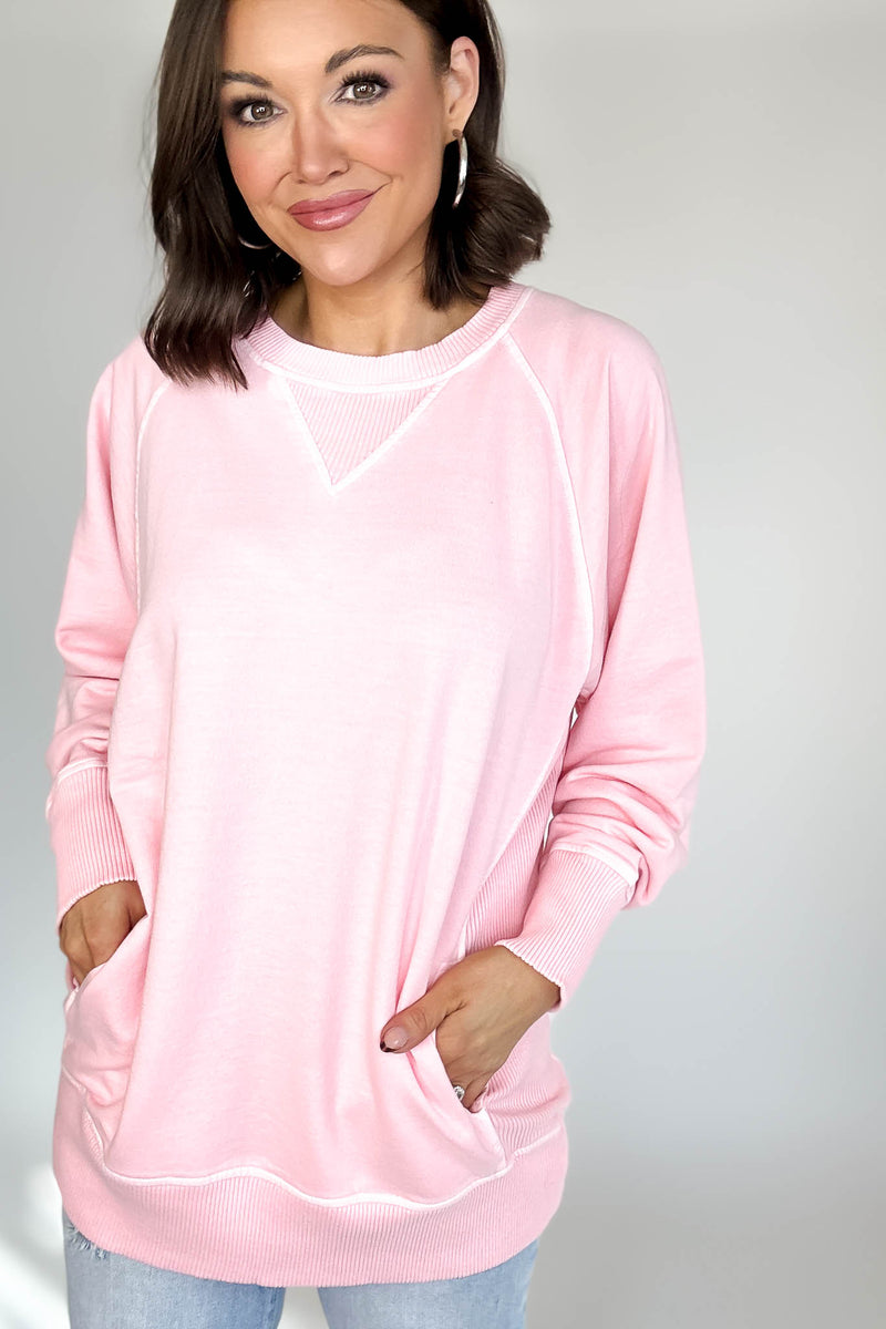 Stella Steal Dark Pink Pigment Dyed French Terry Pullover With Pockets (NO RESTOCK)