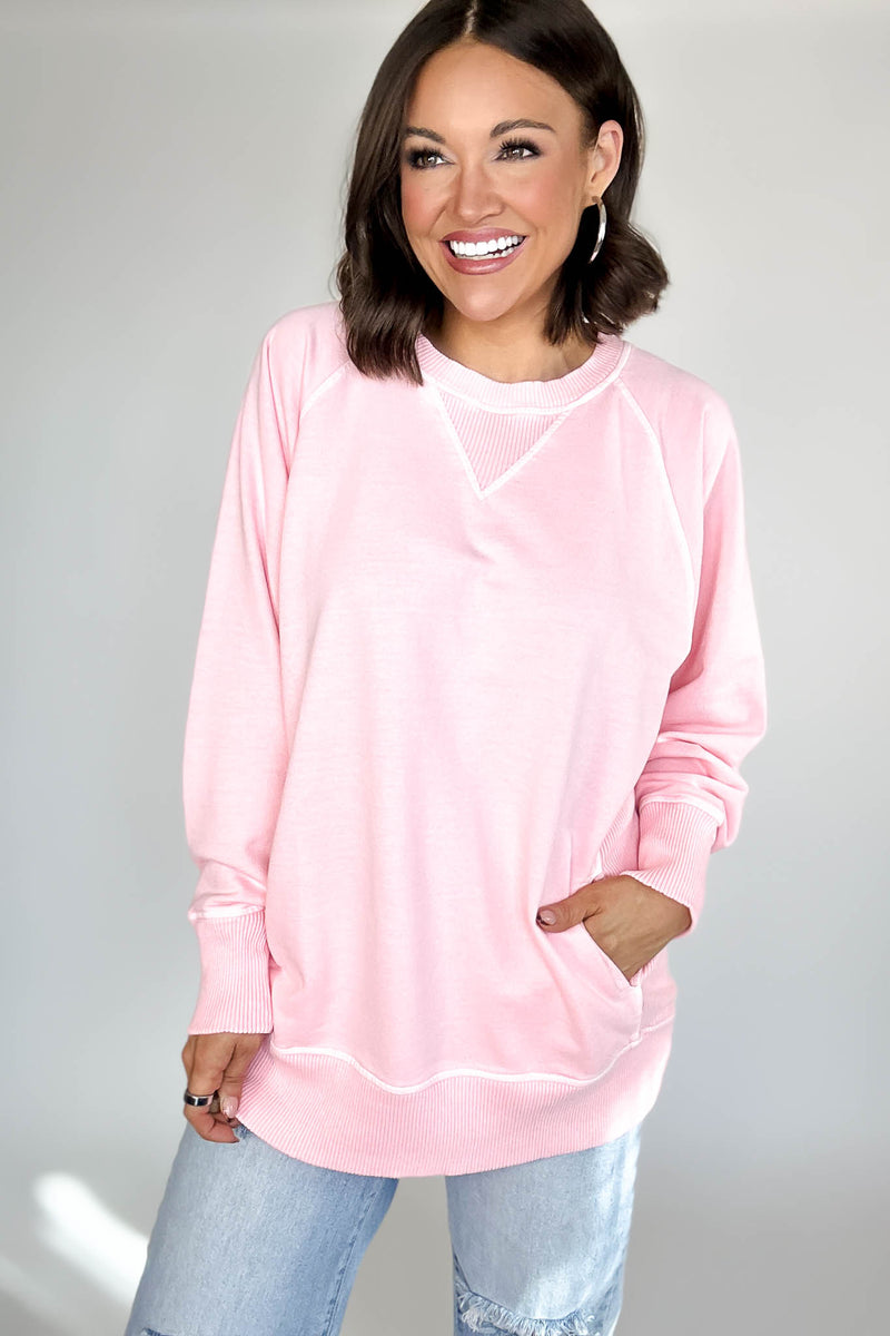 Stella Steal Dark Pink Pigment Dyed French Terry Pullover With Pockets (NO RESTOCK)