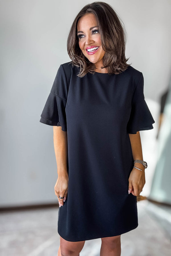 Double Ruffle Black Dress