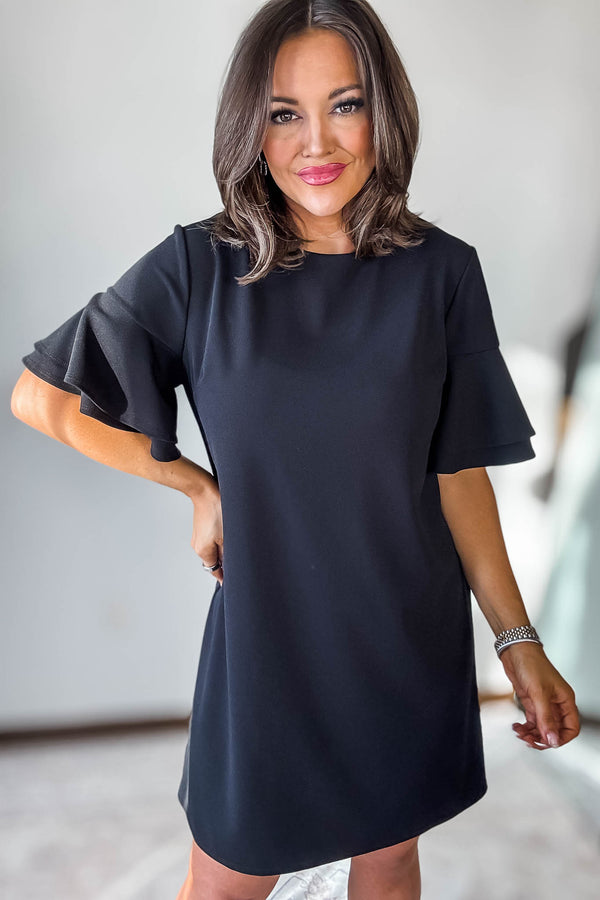 Double Ruffle Black Dress