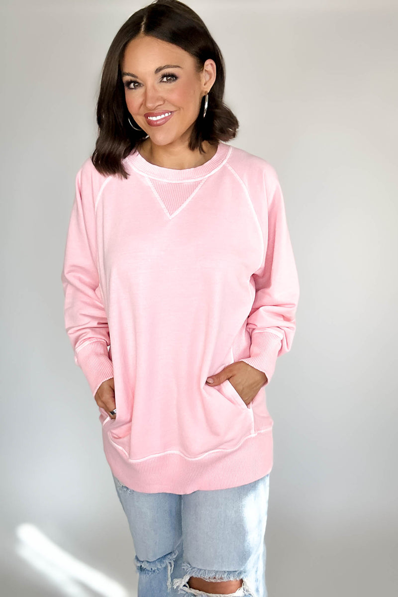 Stella Steal Dark Pink Pigment Dyed French Terry Pullover With Pockets (NO RESTOCK)