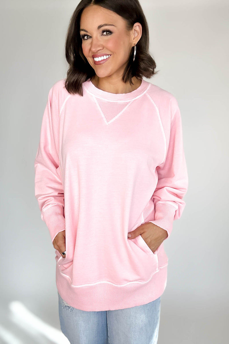Stella Steal Dark Pink Pigment Dyed French Terry Pullover With Pockets (NO RESTOCK)