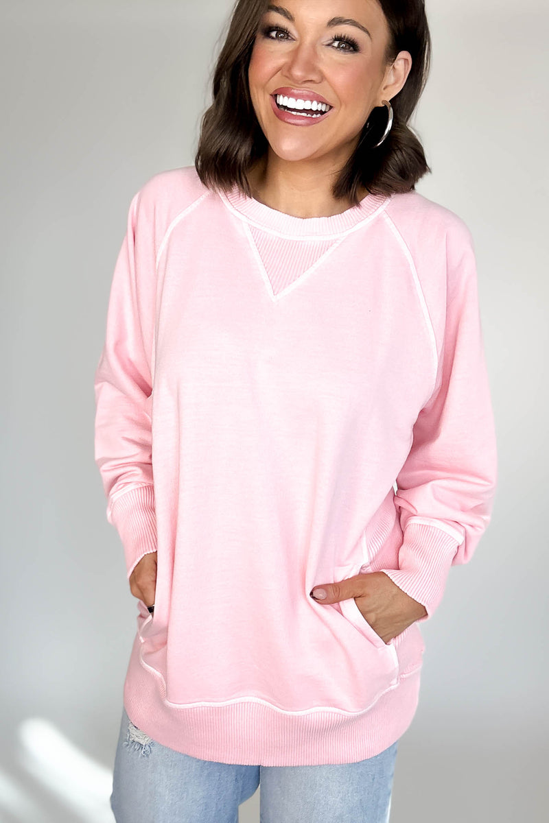 Stella Steal Dark Pink Pigment Dyed French Terry Pullover With Pockets (NO RESTOCK)