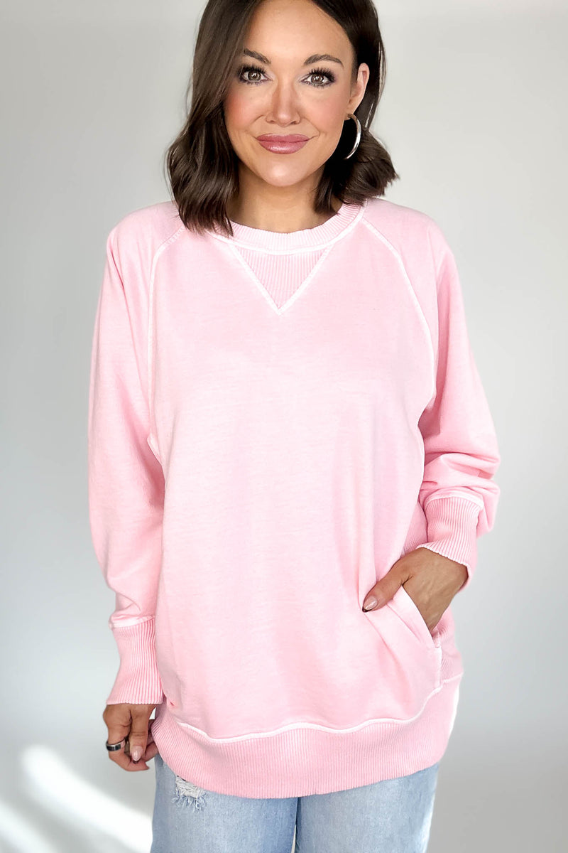 Stella Steal Dark Pink Pigment Dyed French Terry Pullover With Pockets (NO RESTOCK)