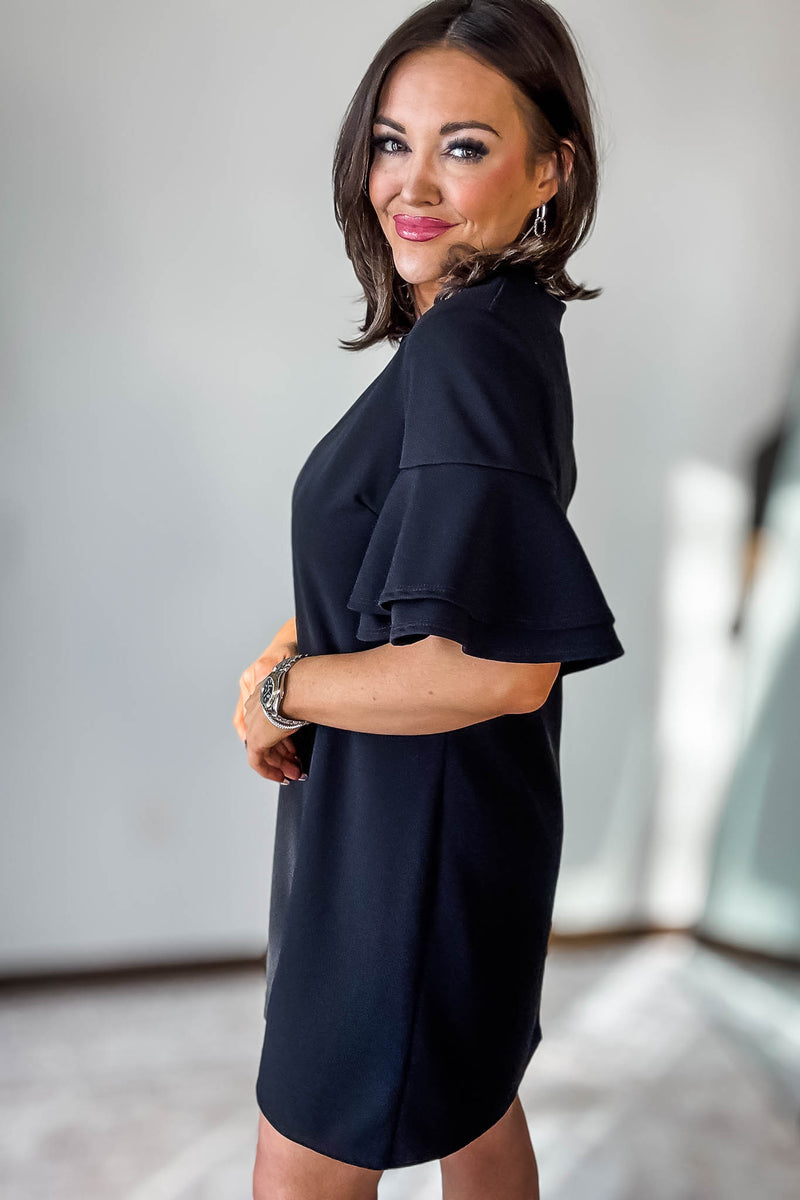 Double Ruffle Black Dress