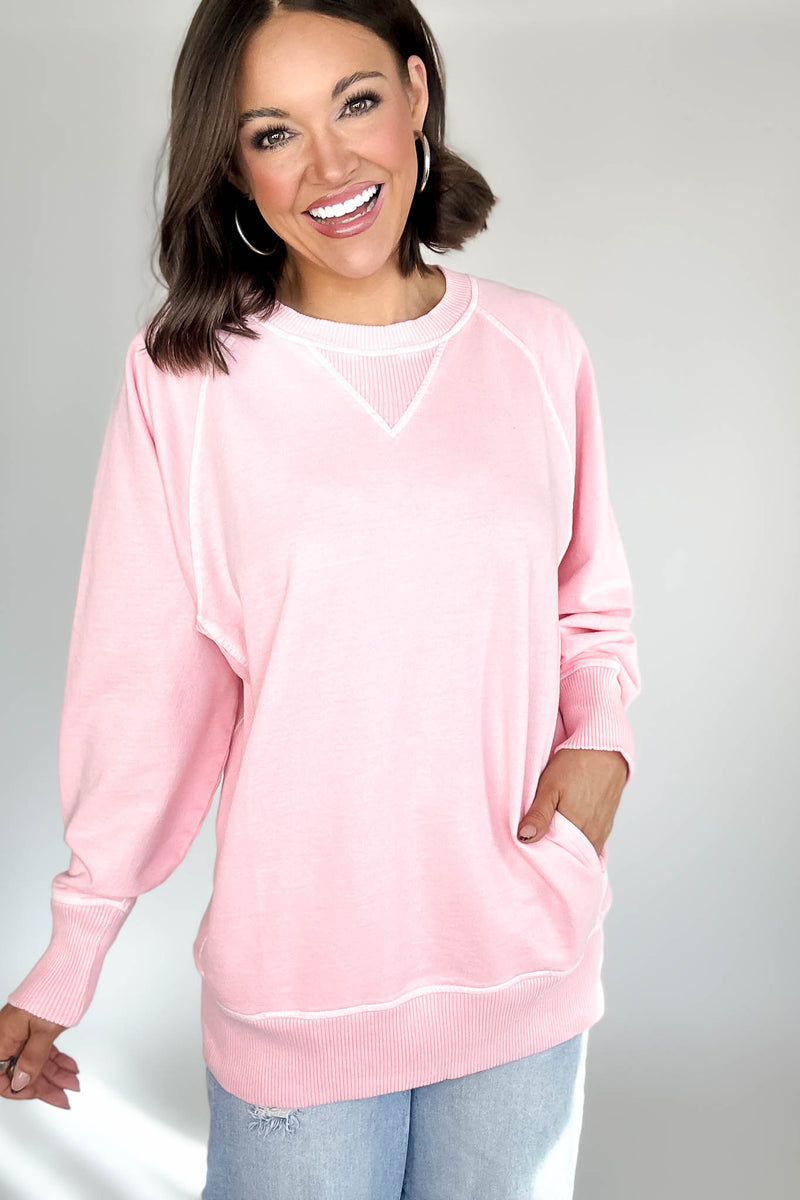 Stella Steal Dark Pink Pigment Dyed French Terry Pullover With Pockets (NO RESTOCK)