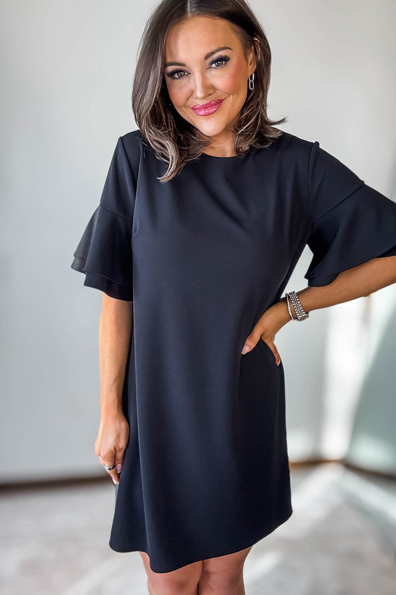 Double Ruffle Black Dress