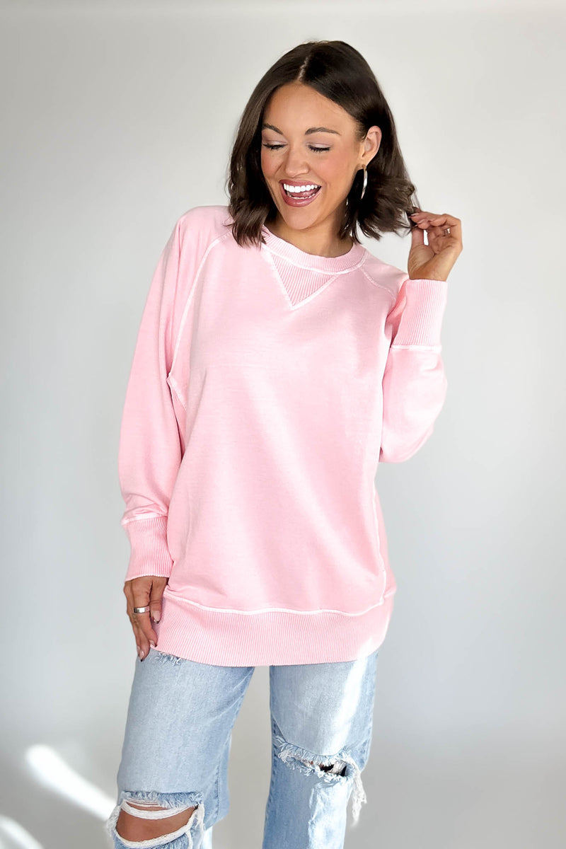 Stella Steal Dark Pink Pigment Dyed French Terry Pullover With Pockets (NO RESTOCK)