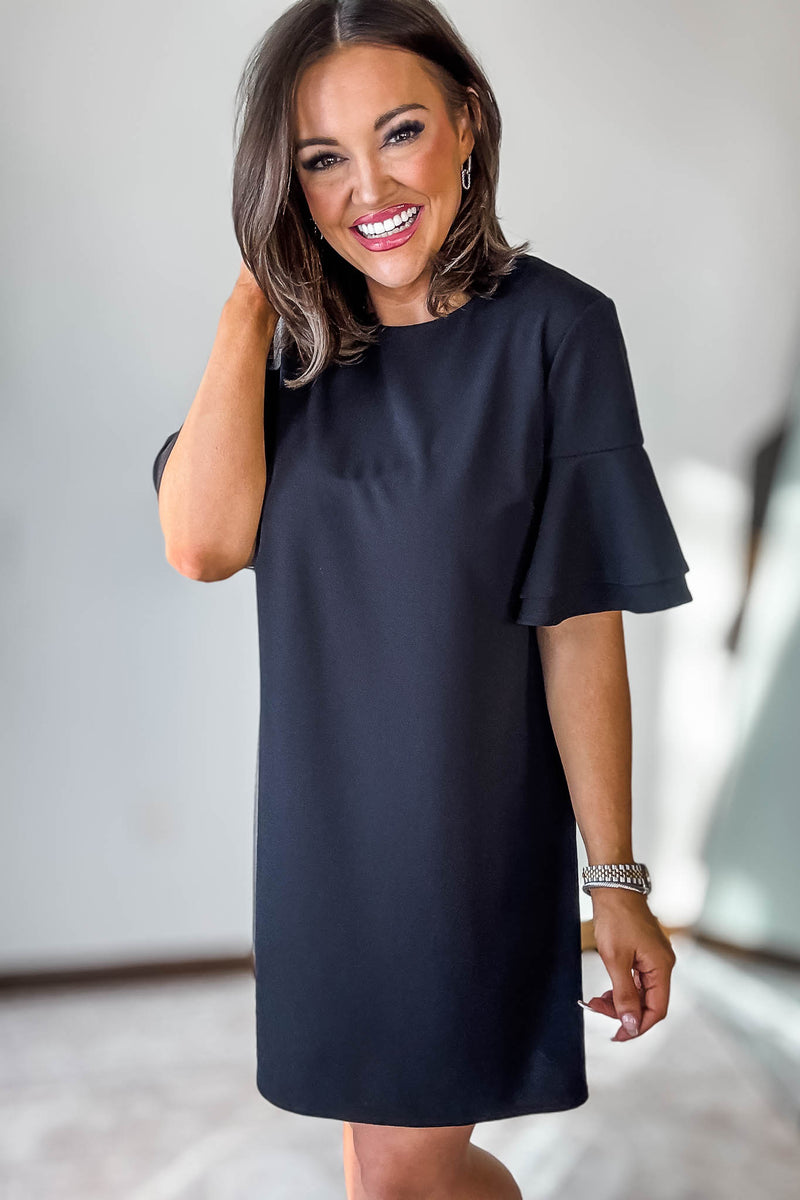Double Ruffle Black Dress