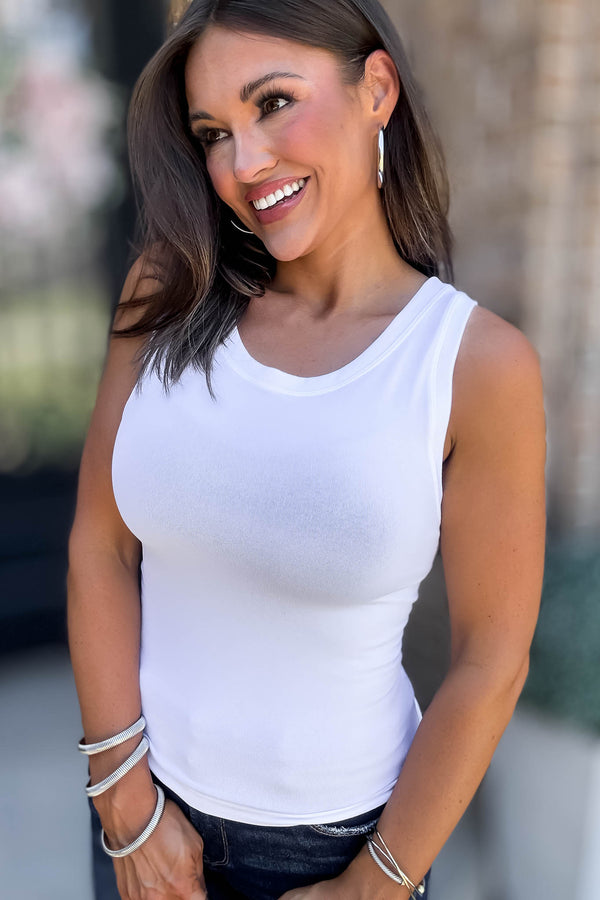 Love Tank White Seamless Round Neck Tank Top