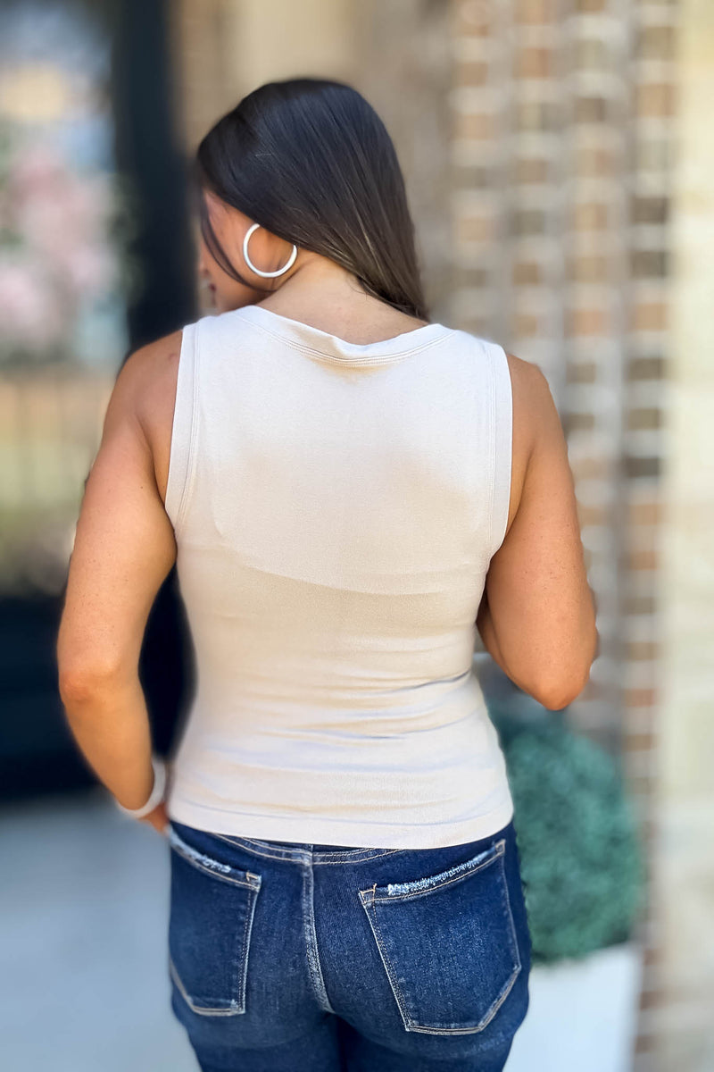 Love Tank Ash Mocha Seamless Round Neck Tank Top
