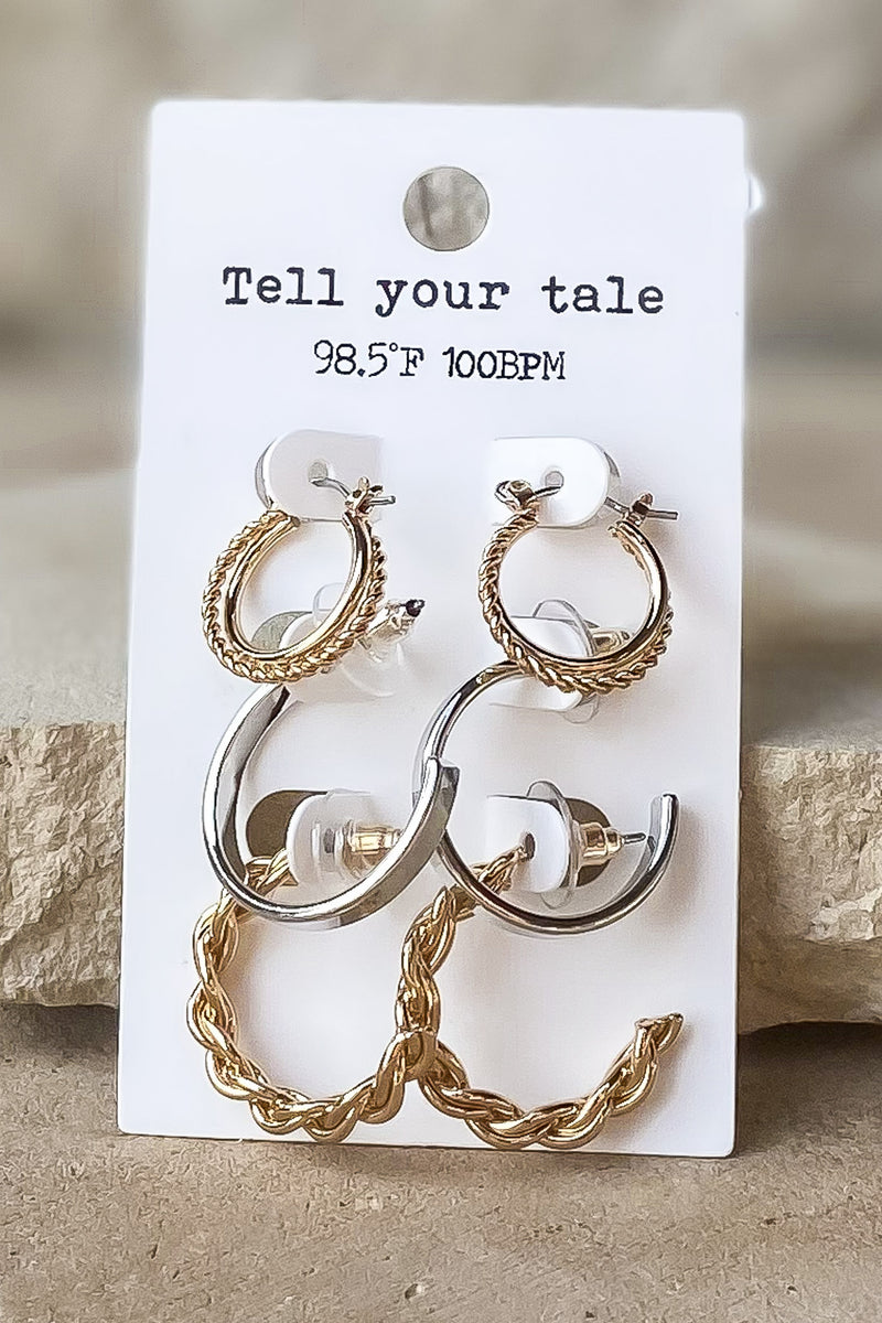 Winning It Gold And Silver Earring Set