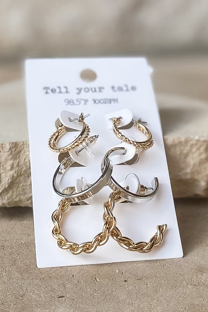 Winning It Gold And Silver Earring Set