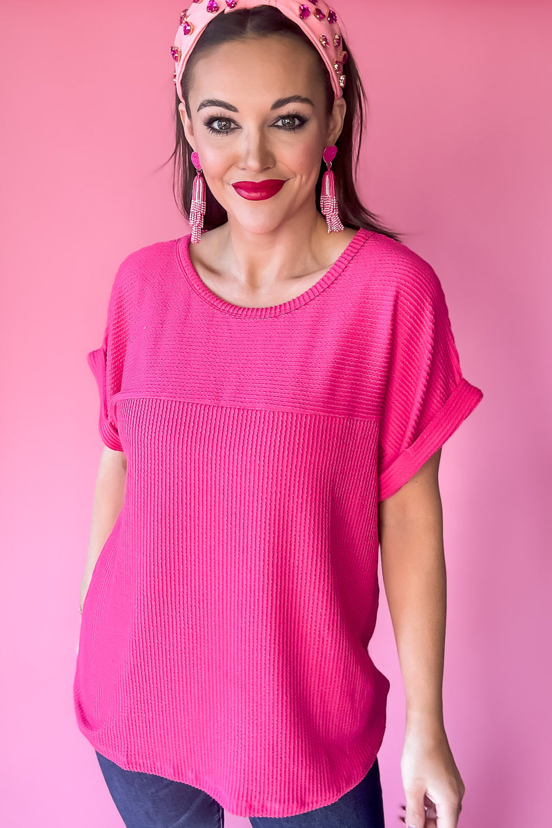 Belongs To You Fuchsia Ribbed Top