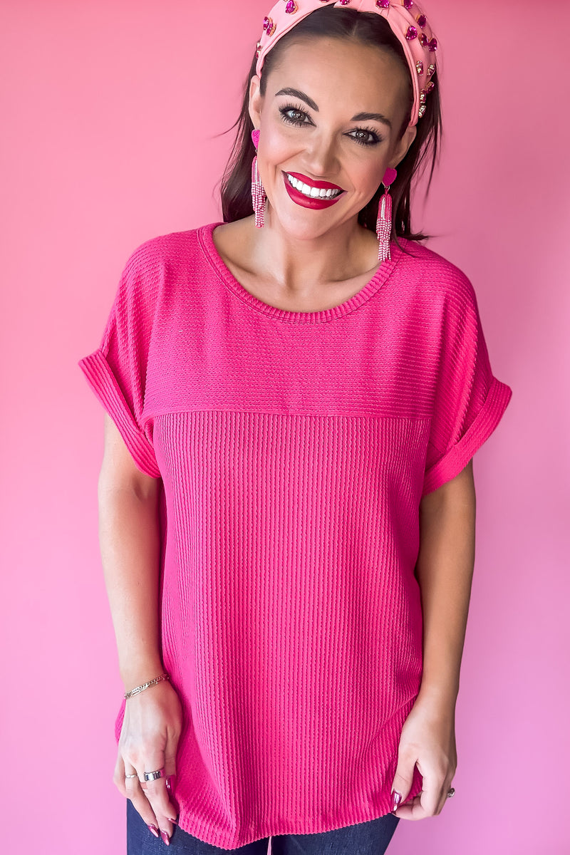 Belongs To You Fuchsia Ribbed Top