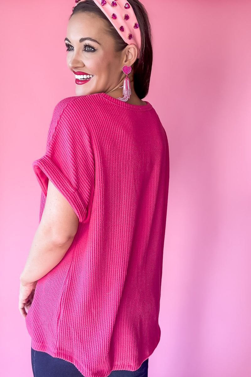 Belongs To You Fuchsia Ribbed Top