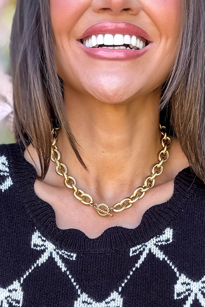 18k Non-tarnish Toggle Stainless Steel Chain Necklace