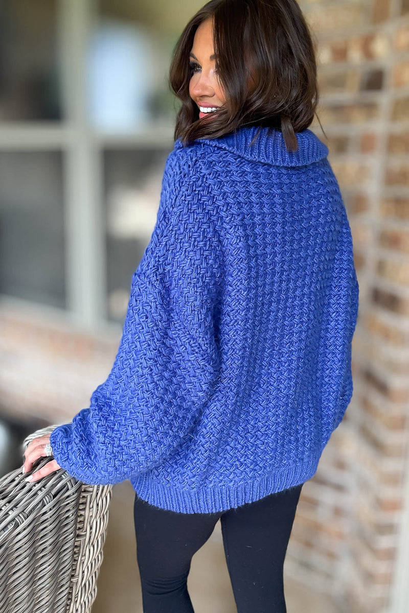 Le Lis Cobalt Collared Knitted Sweater