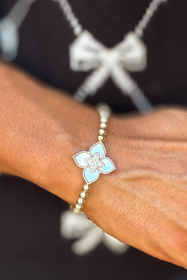 Beaded Mother Of Pearl Statement Bracelet