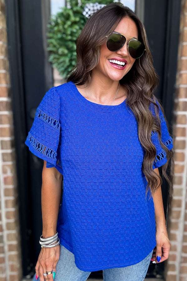 Royal Jacquard Round Neck Top