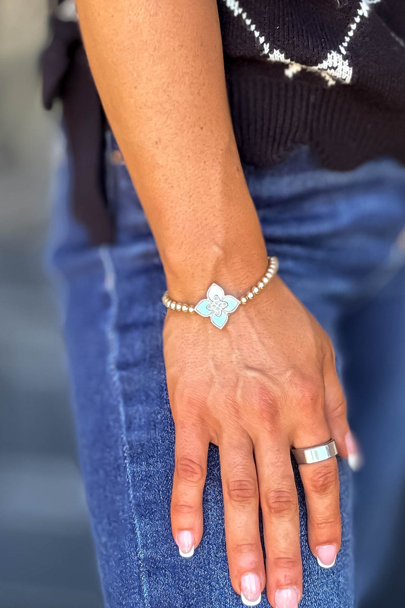 Beaded Mother Of Pearl Statement Bracelet
