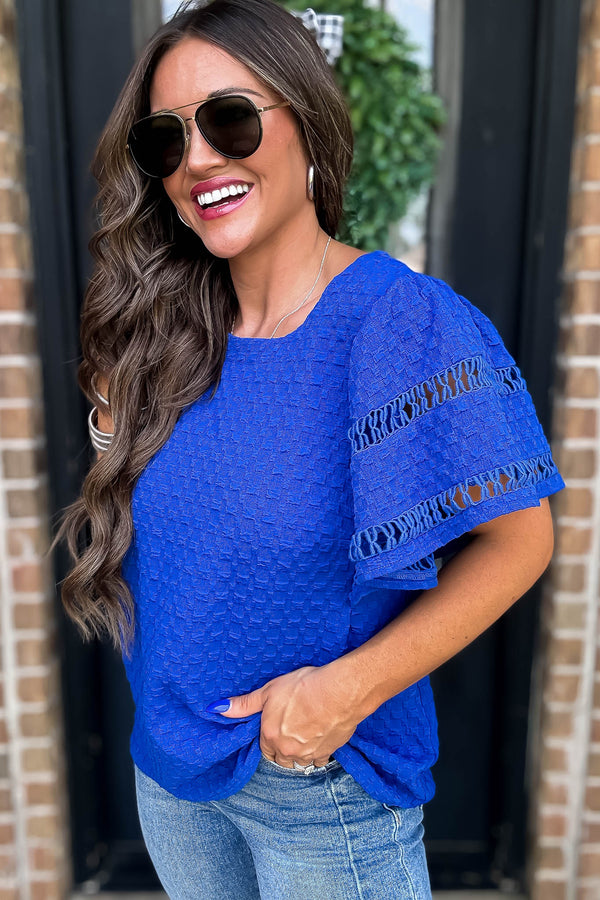 Royal Jacquard Round Neck Top