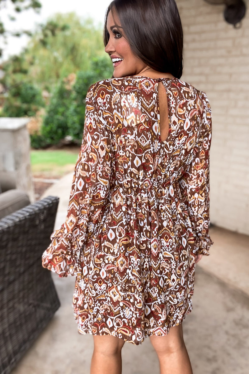 People Person Brown And Blue Print Dress