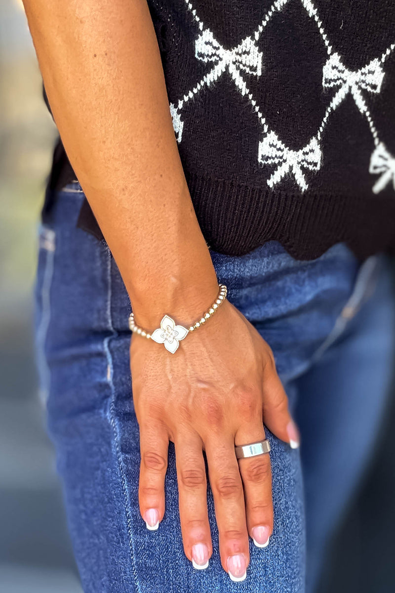 Beaded Mother Of Pearl Statement Bracelet