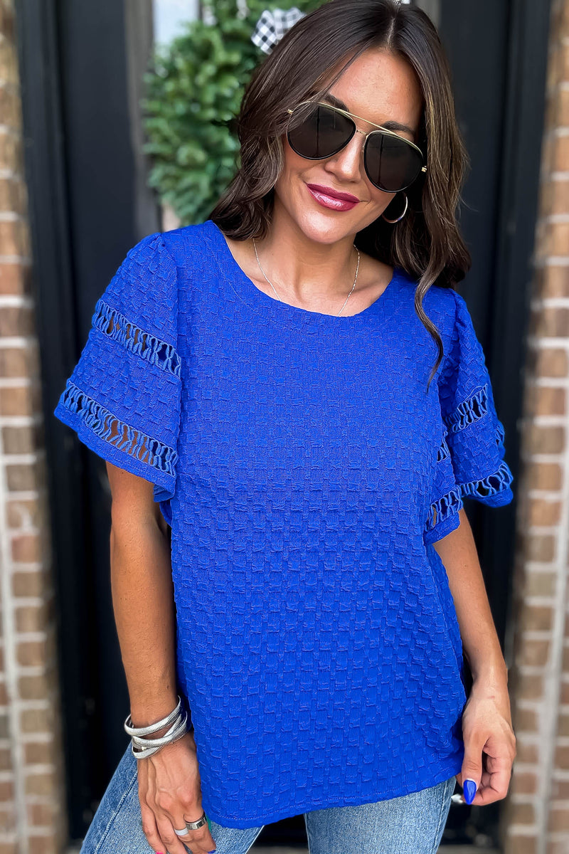 Royal Jacquard Round Neck Top