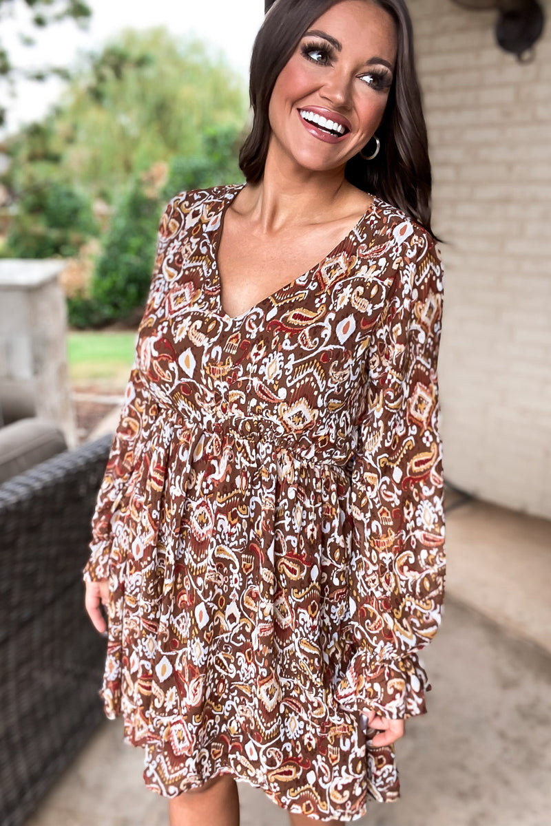 People Person Brown And Blue Print Dress