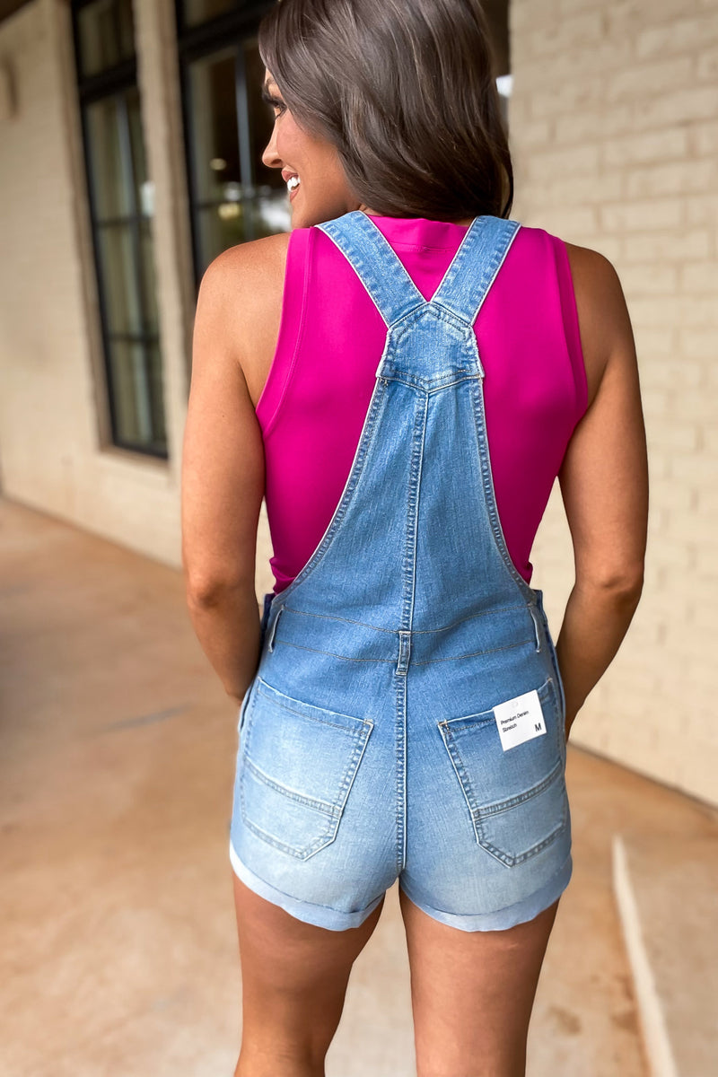 Share My Heart Denim Short Overalls