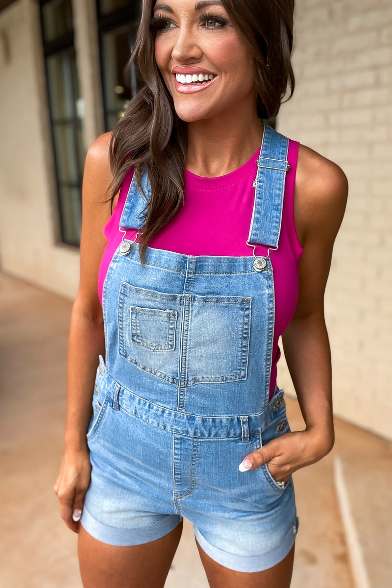 Share My Heart Denim Short Overalls