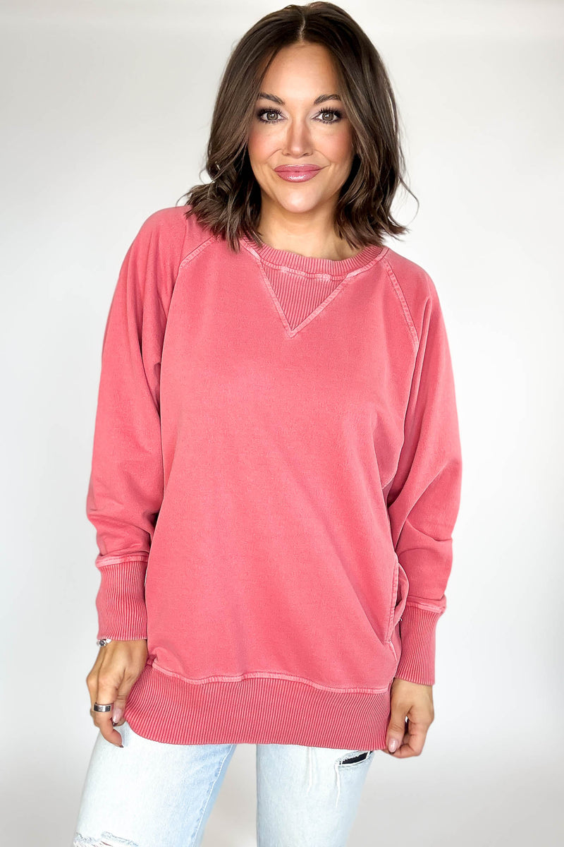 Stella Steal Ruby Pigment Dyed French Terry Pullover With Pockets (NO RESTOCK)