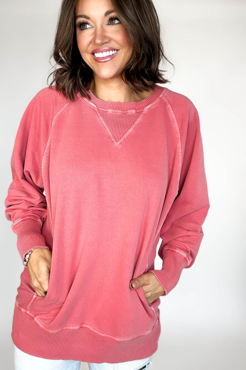 Stella Steal Ruby Pigment Dyed French Terry Pullover With Pockets (NO RESTOCK)