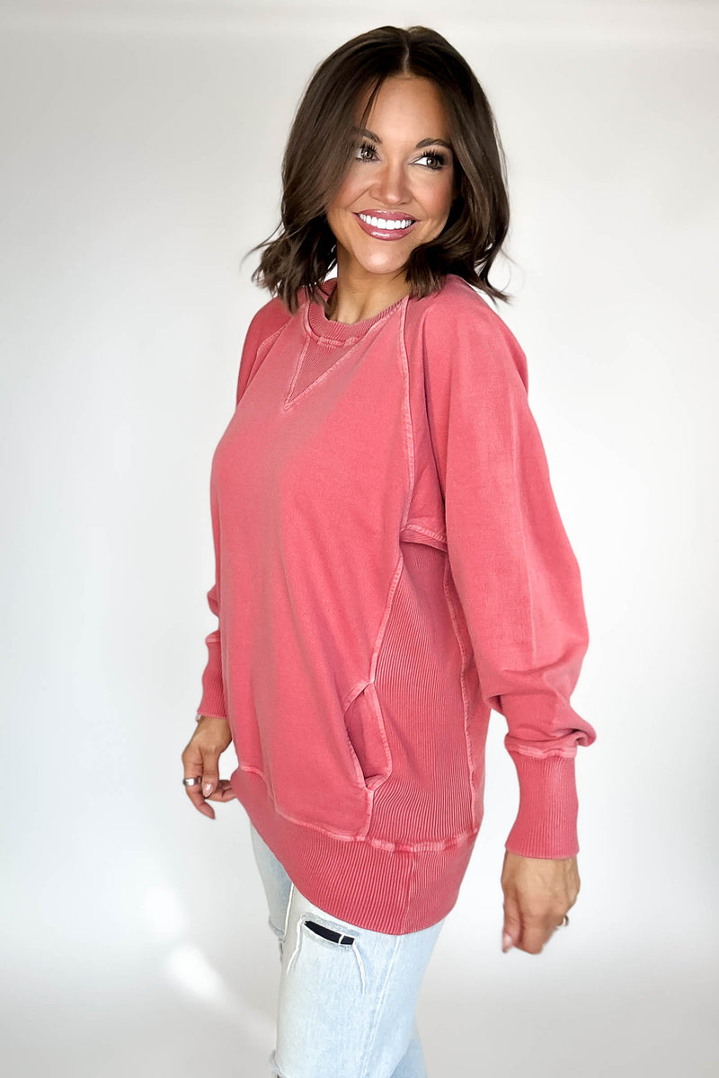 Stella Steal Ruby Pigment Dyed French Terry Pullover With Pockets (NO RESTOCK)