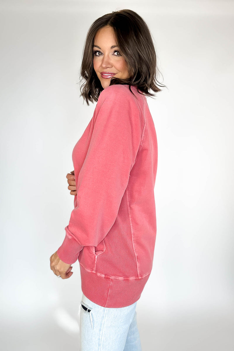 Stella Steal Ruby Pigment Dyed French Terry Pullover With Pockets (NO RESTOCK)
