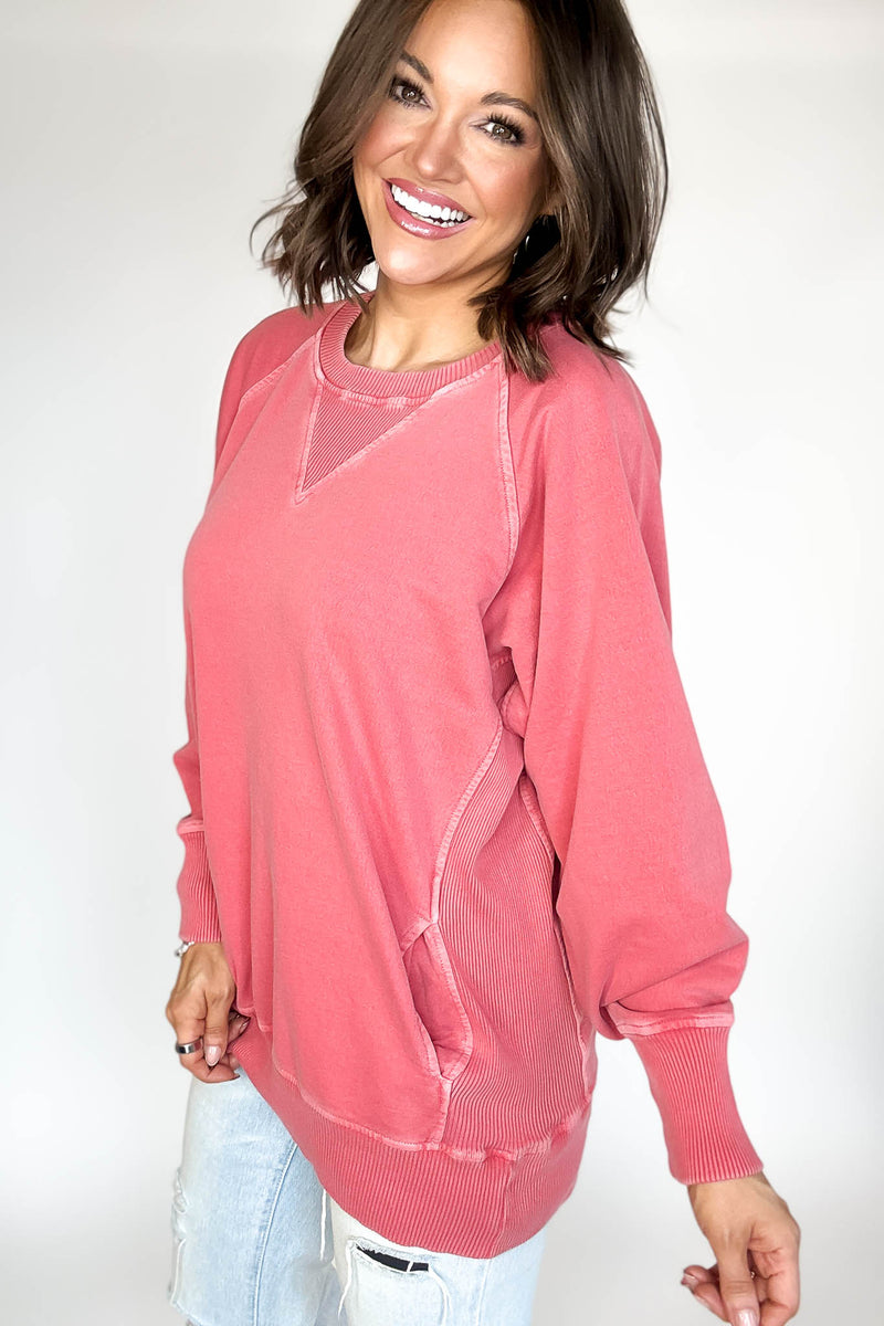Stella Steal Ruby Pigment Dyed French Terry Pullover With Pockets (NO RESTOCK)