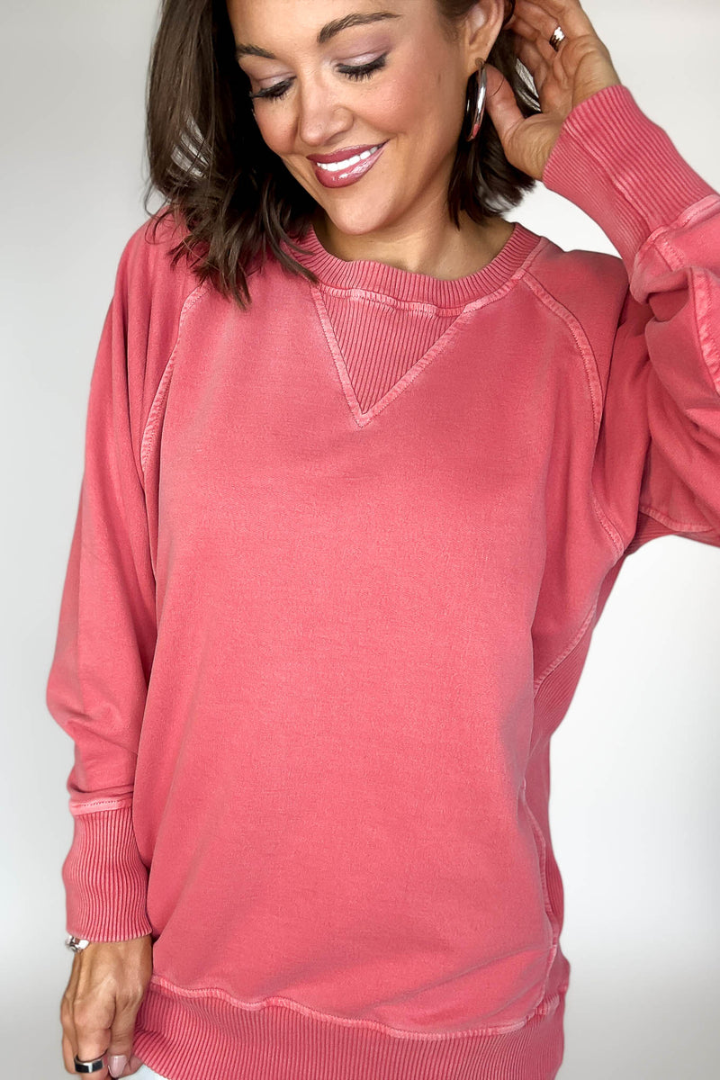 Stella Steal Ruby Pigment Dyed French Terry Pullover With Pockets (NO RESTOCK)