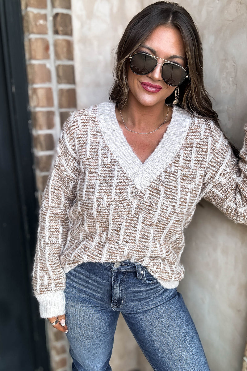 Scenic Mauve V-Neck Pullover Sweater