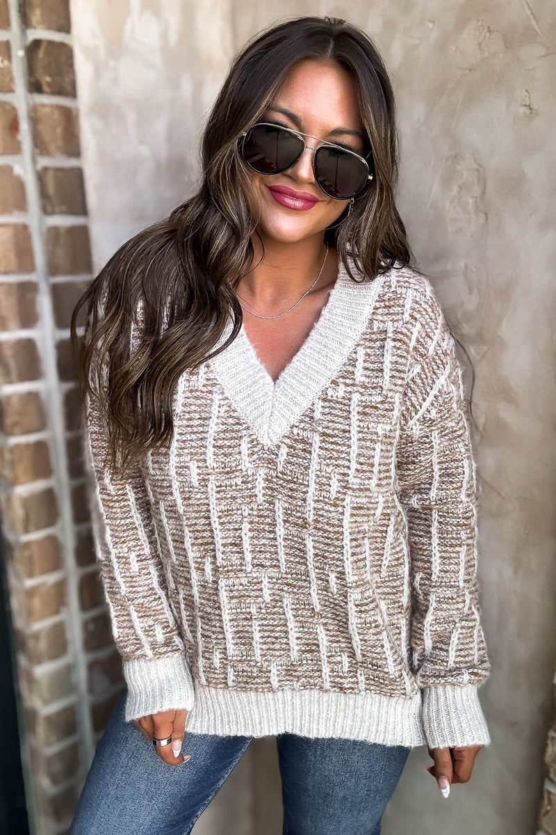 Scenic Mauve V-Neck Pullover Sweater