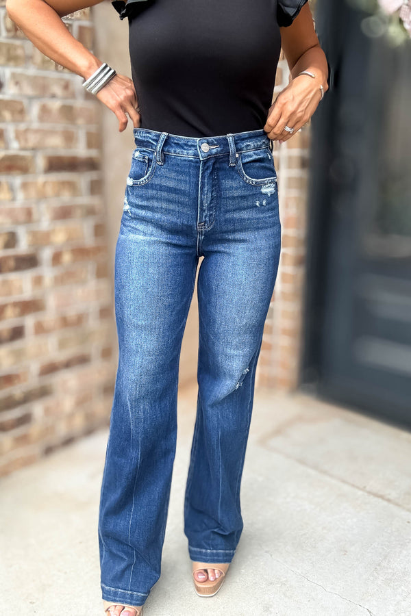 Risen Tummy Control High Rise Straight Jeans