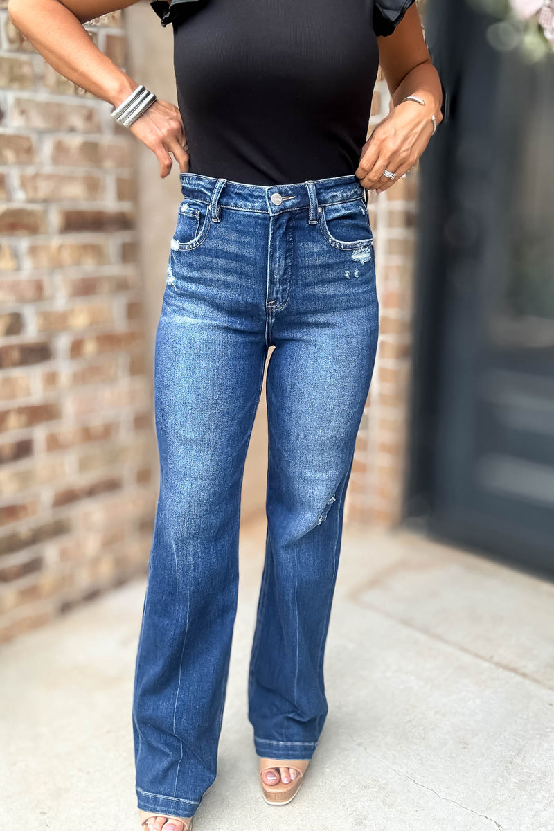 Risen Tummy Control High Rise Straight Jeans