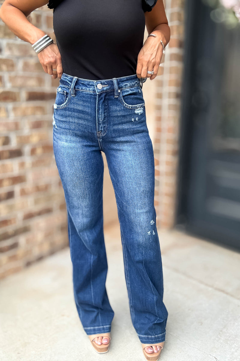 Risen Tummy Control High Rise Straight Jeans