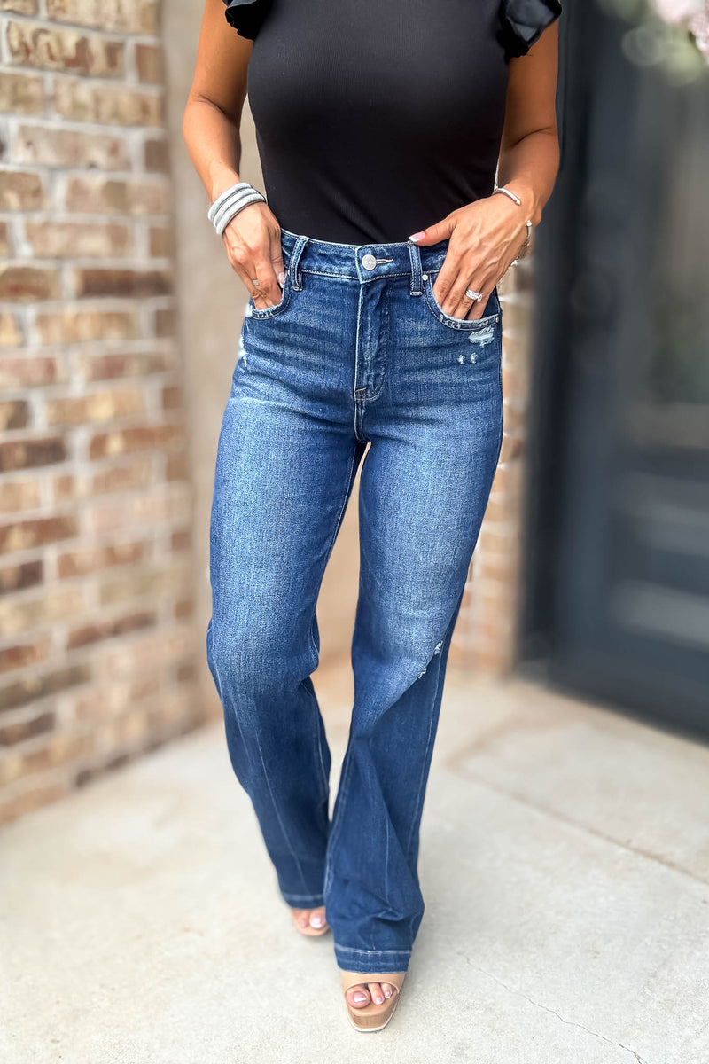 Risen Tummy Control High Rise Straight Jeans