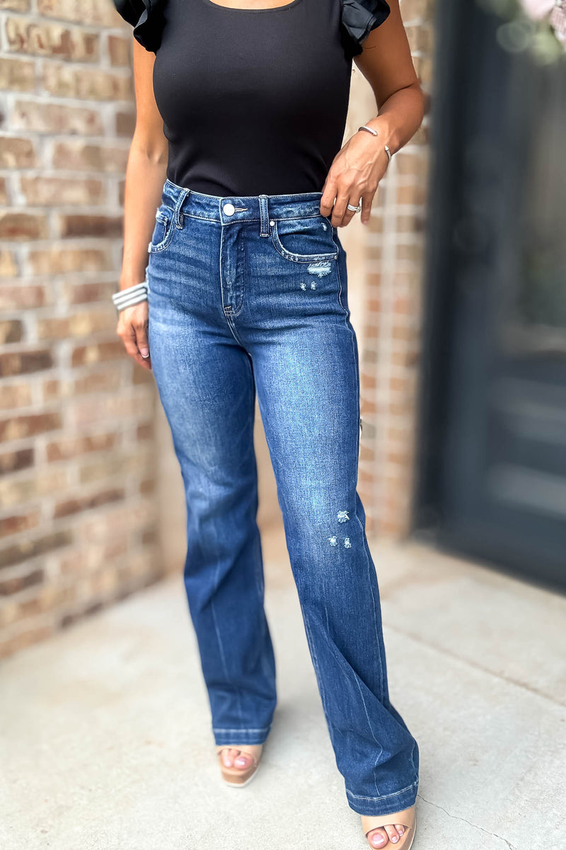 Risen Tummy Control High Rise Straight Jeans