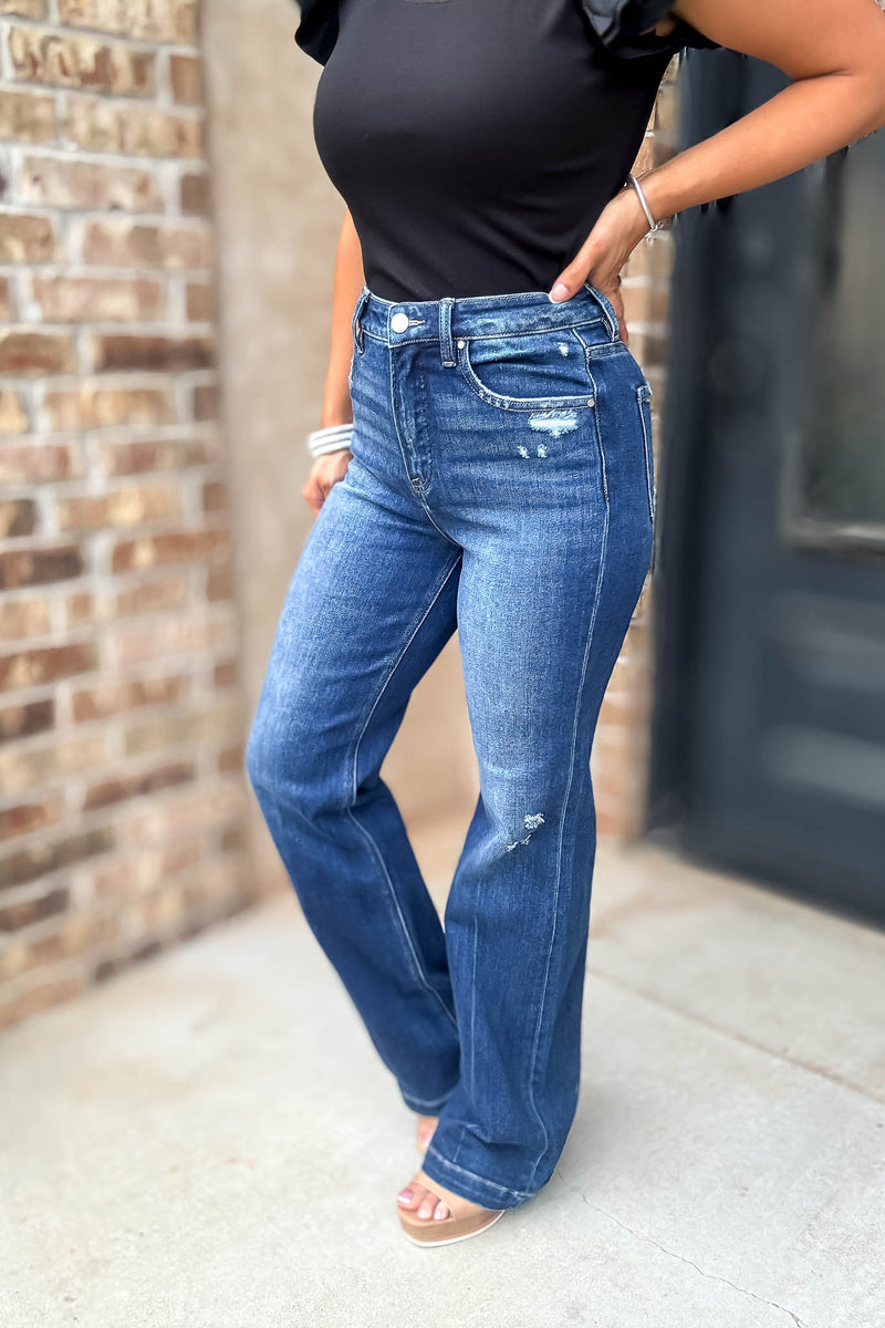 Risen Tummy Control High Rise Straight Jeans