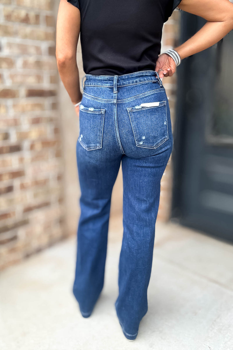 Risen Tummy Control High Rise Straight Jeans