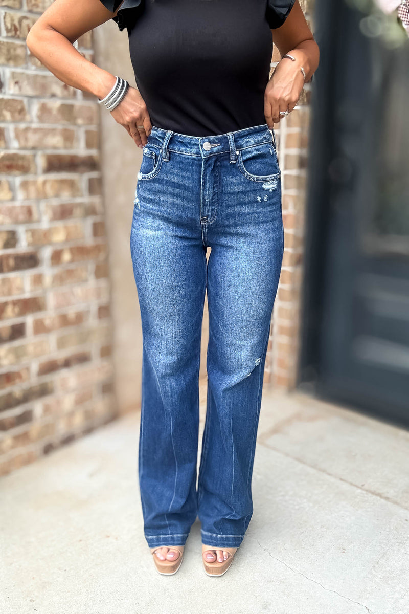 Risen Tummy Control High Rise Straight Jeans