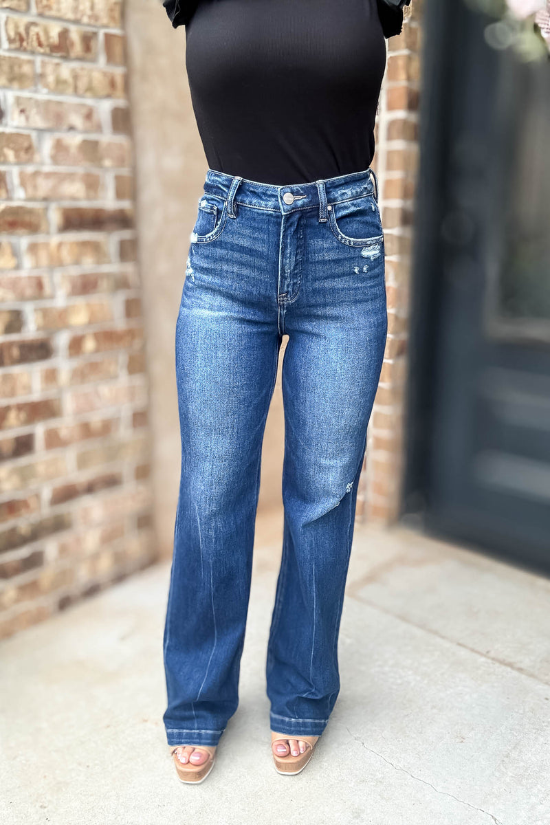 Risen Tummy Control High Rise Straight Jeans