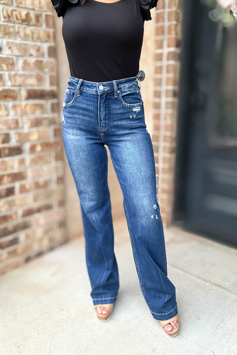 Risen Tummy Control High Rise Straight Jeans